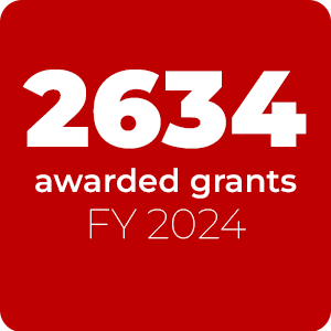 2634 awarded in grants in Fiscal year of 2024 in red box in white font